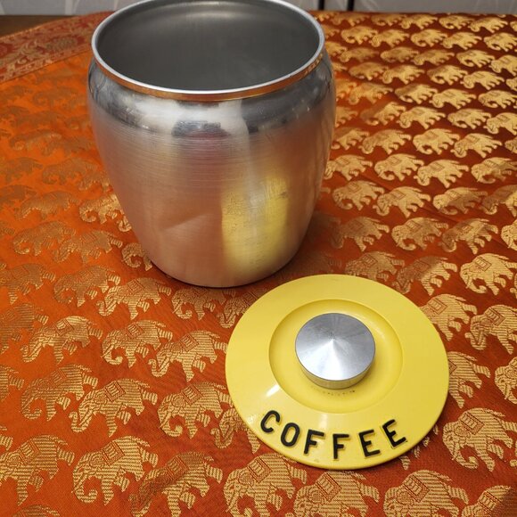KROMEX Spun Aluminum Canister Set w/Yellow Lids Coffee Sugar - Picture 11 of 16